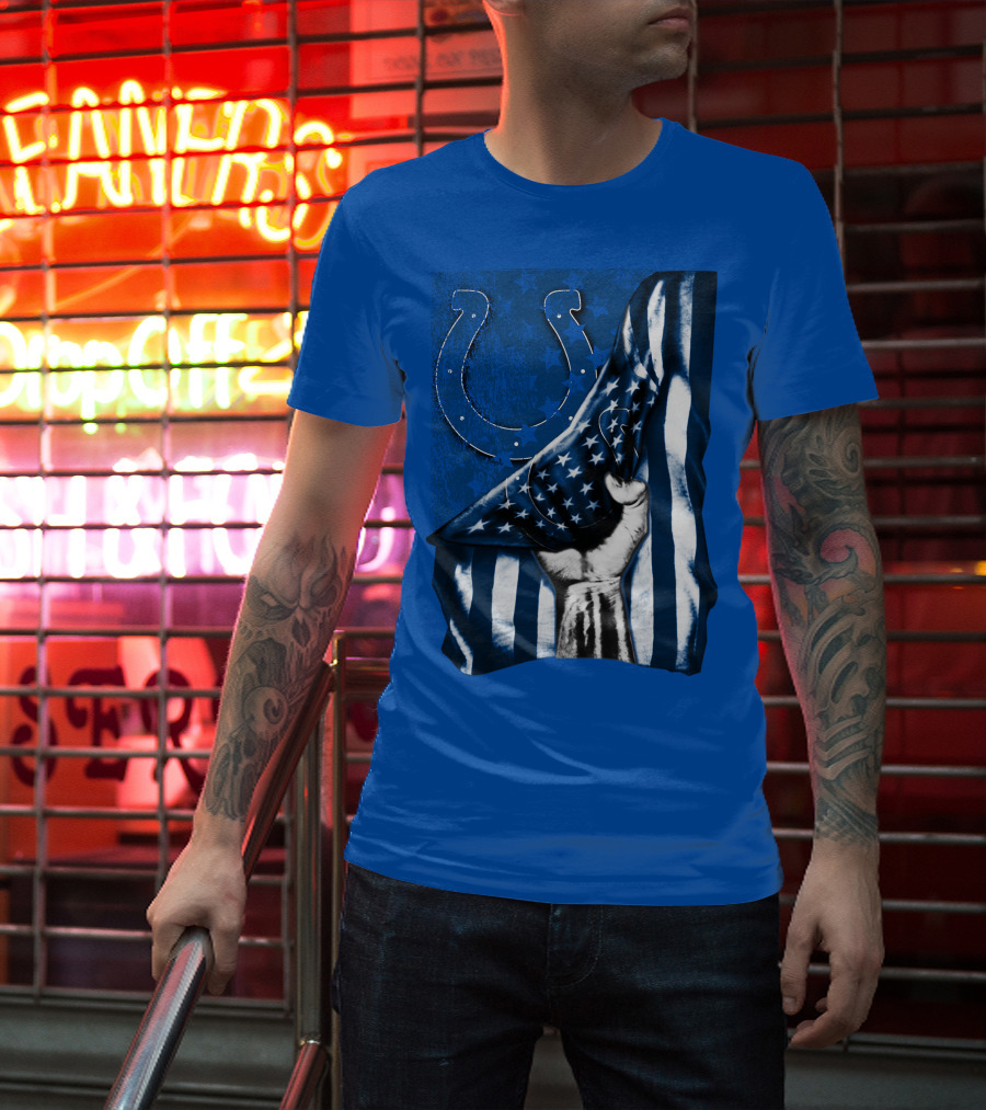 Indianapolis Colts American Flag Horseshoe T-Shirt