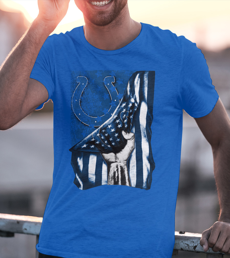 Indianapolis Colts American Flag Horseshoe T-Shirt