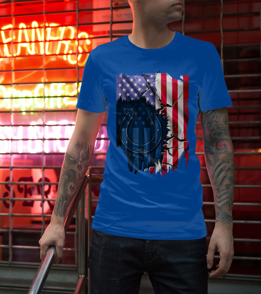 American Flag Indianapolis Colts Horseshoe T-Shirt