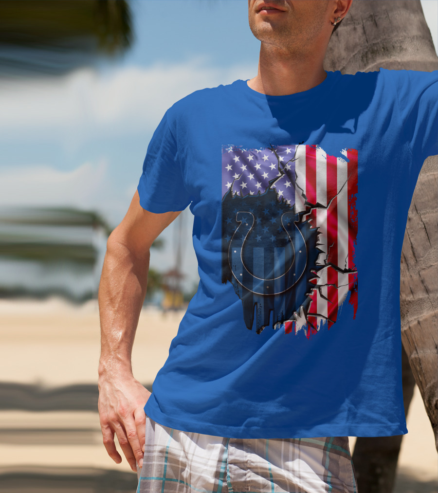 American Flag Indianapolis Colts Horseshoe T-Shirt