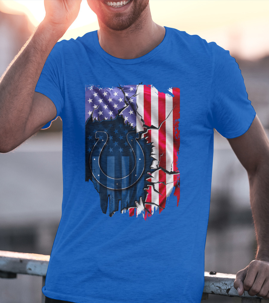 American Flag Indianapolis Colts Horseshoe T-Shirt