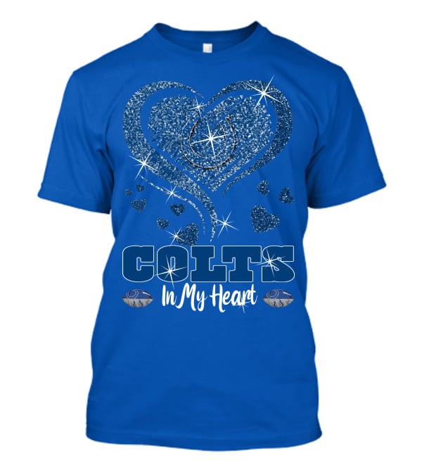 Colts In My Heart Sparkling Blue Heart T-Shirt