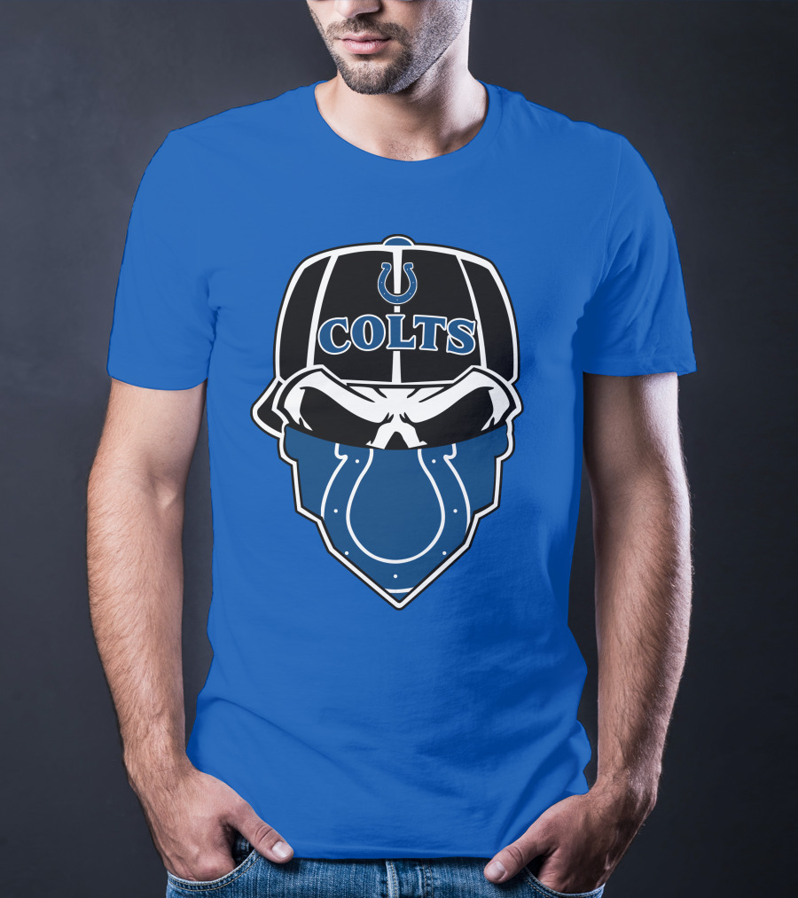 Indianapolis Colts Skull Bandana Helmet T-Shirt