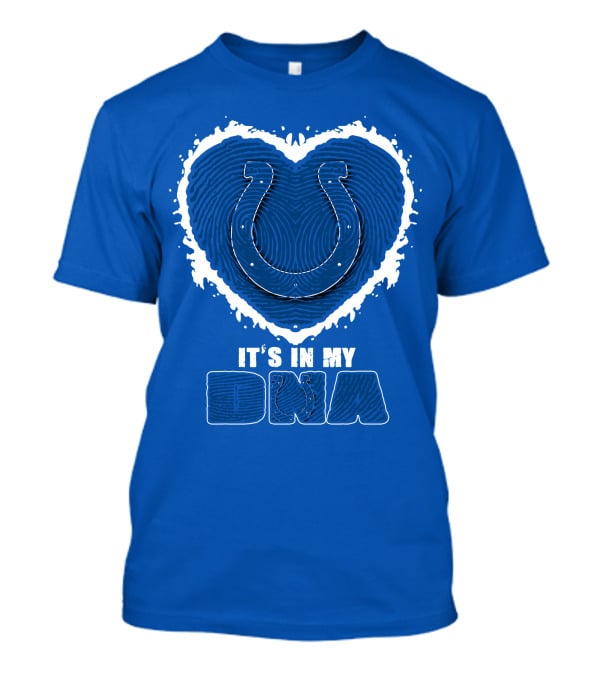 Indianapolis Colts It's In My Dna Heart Horseshoe Fingerprint T-Shirt