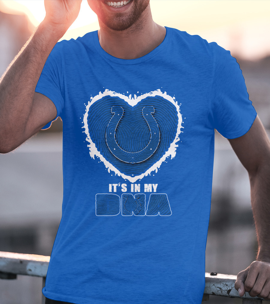 Indianapolis Colts It's In My Dna Heart Horseshoe Fingerprint T-Shirt