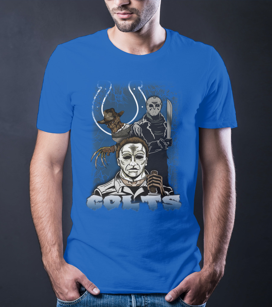 Colts Indianapolis Horror Characters Halloween Mashup T-Shirt