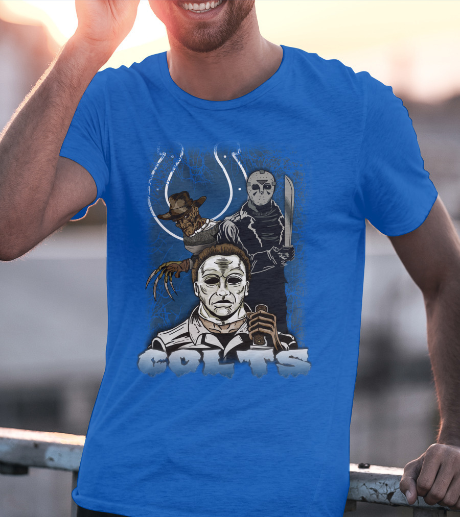 Colts Indianapolis Horror Characters Halloween Mashup T-Shirt