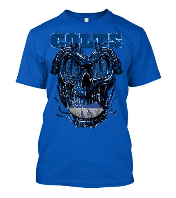 Dragonskull Colts Skull With Indianapolis Horseshoe T-Shirt