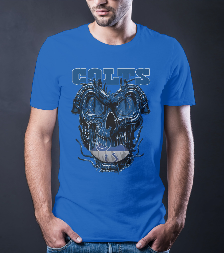 Dragonskull Colts Skull With Indianapolis Horseshoe T-Shirt