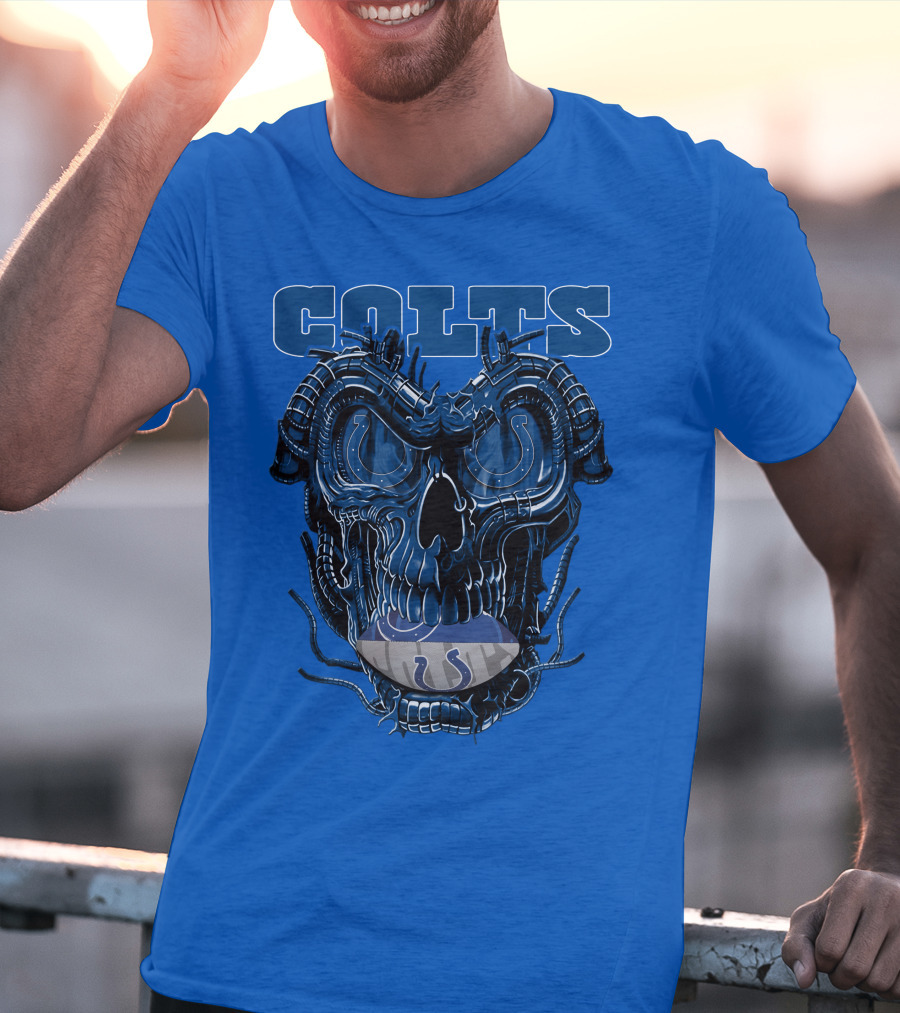 Dragonskull Colts Skull With Indianapolis Horseshoe T-Shirt