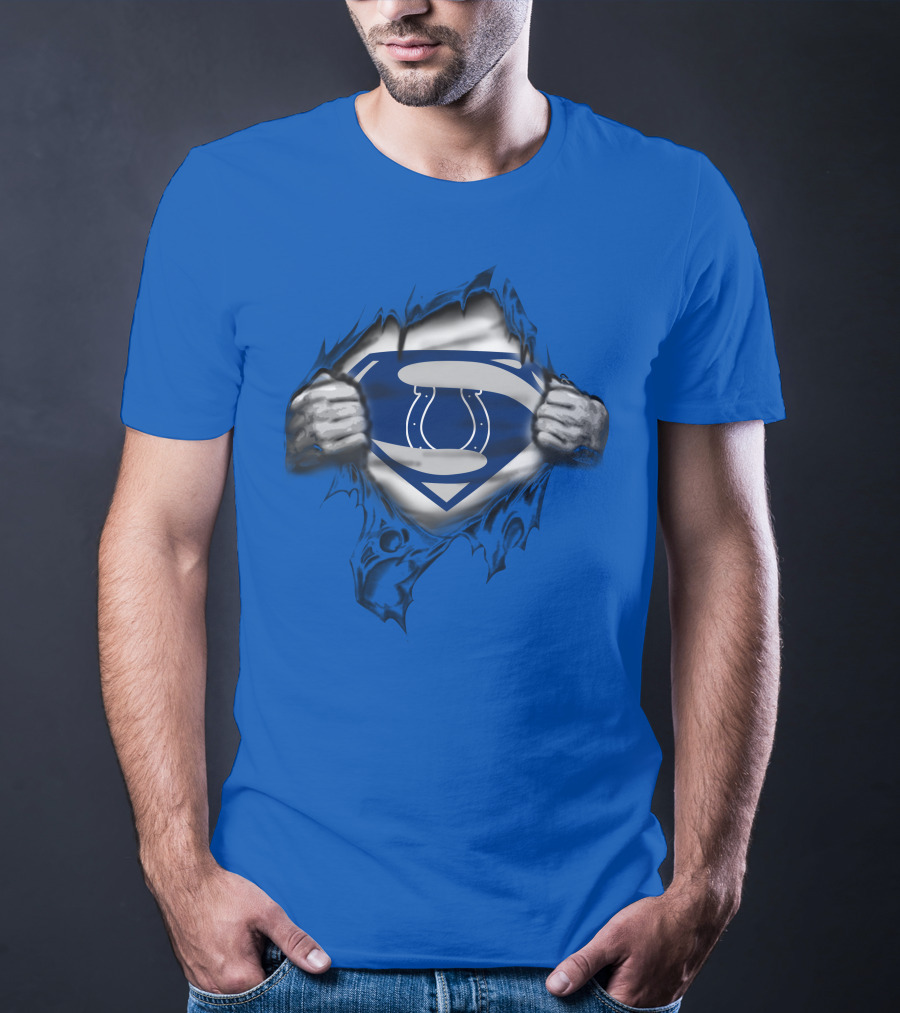 Superman Style Indianapolis Colts 70 Logo Burst T-Shirt