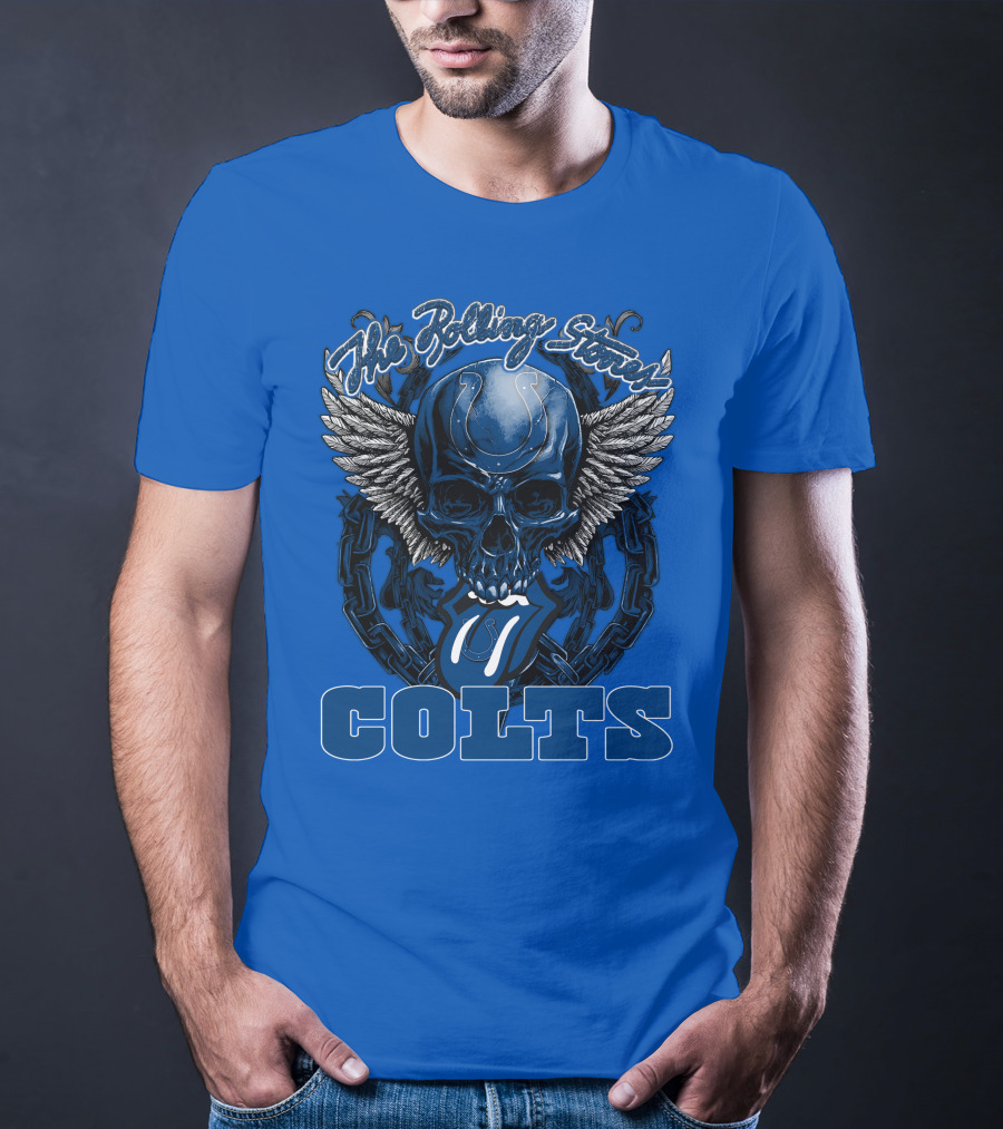 The Rolling Stones Colts Logo Skull Winged Chain T-Shirt