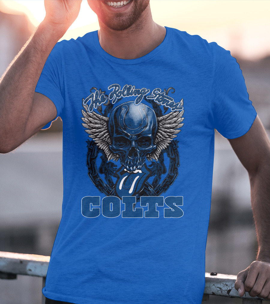 The Rolling Stones Colts Logo Skull Winged Chain T-Shirt