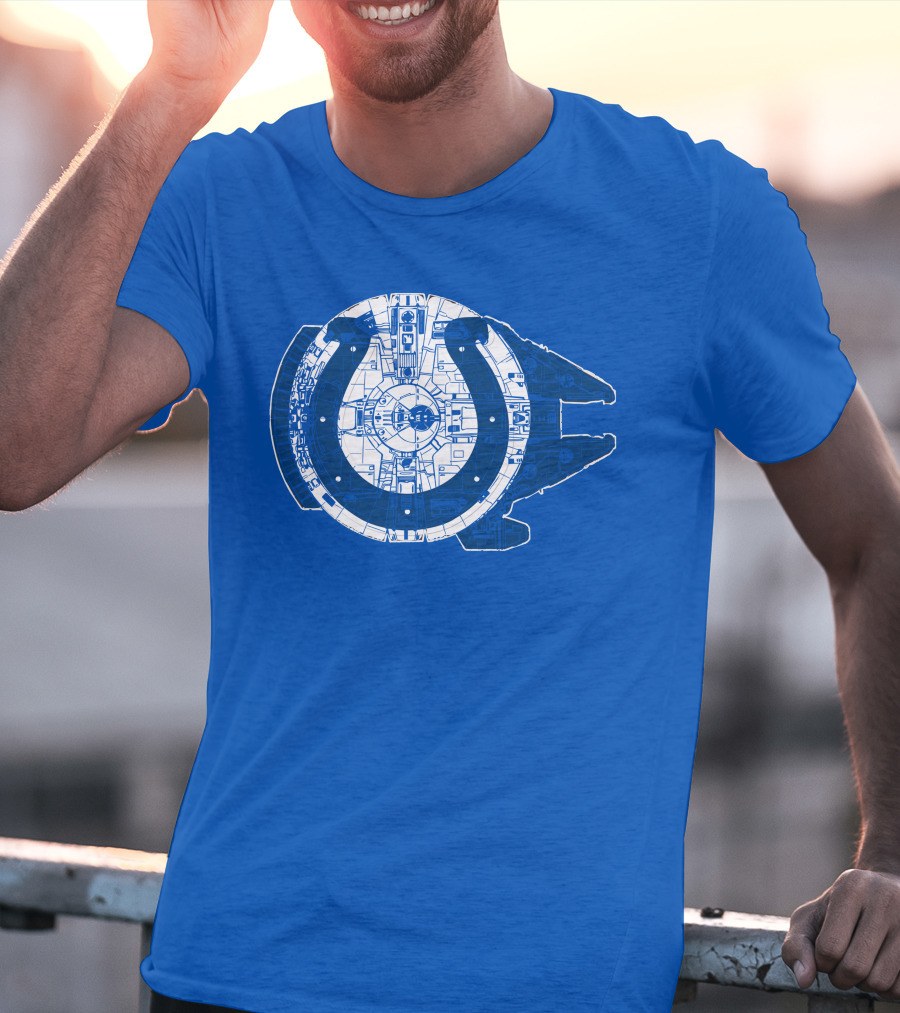 Indianapolis Colts 55 Millennium Falcon Blueprint T-Shirt
