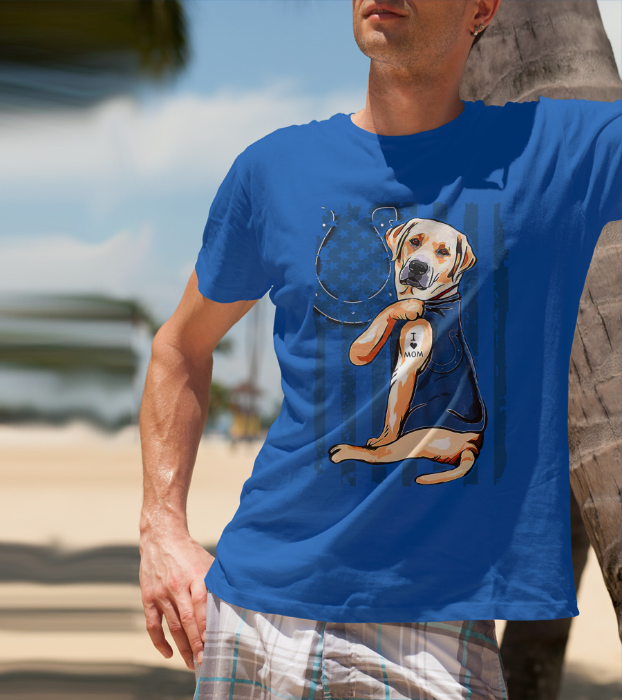 Labrador Retriever I Love Mom Indianapolis Colts T-Shirt