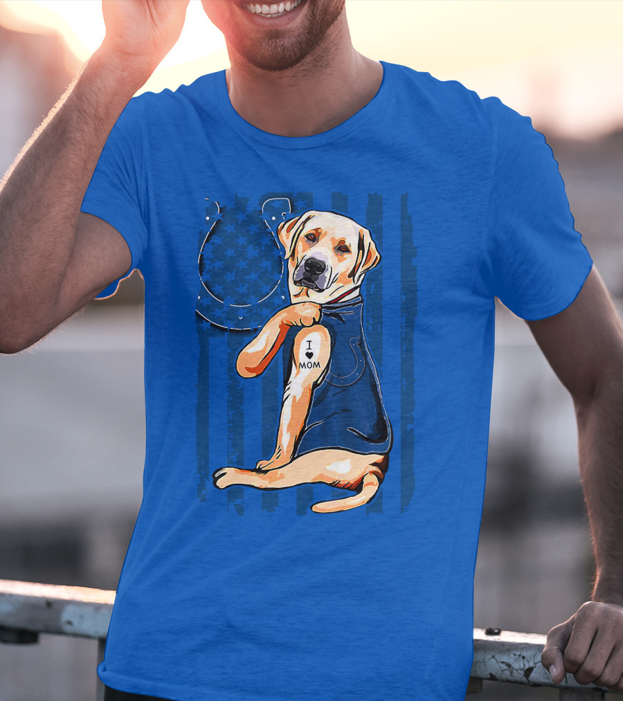 Labrador Retriever I Love Mom Indianapolis Colts T-Shirt