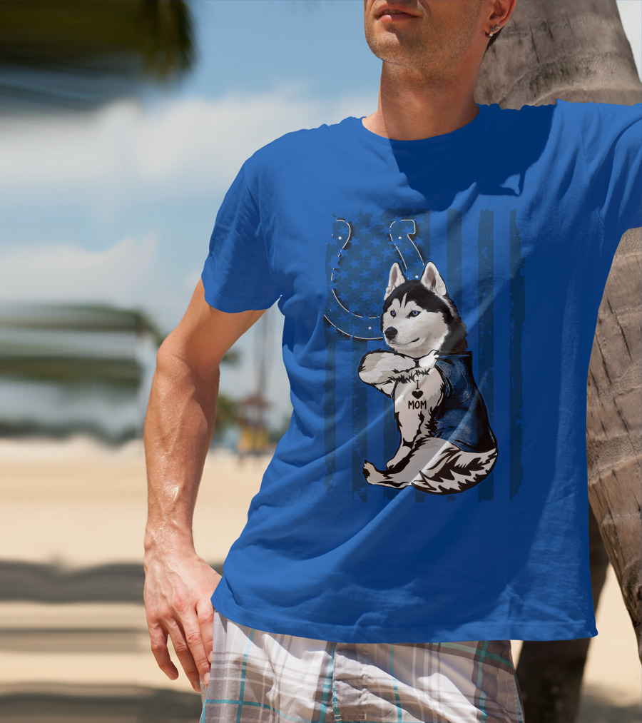Siberian Husky Mom Indianapolis Colts Blue Iconic Fan Loyalty T-Shirt