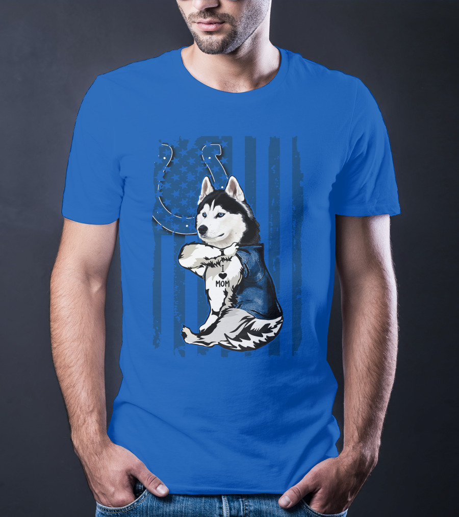 Siberian Husky Mom Indianapolis Colts Blue Iconic Fan Loyalty T-Shirt