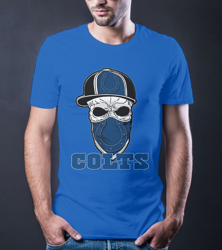 Skull Cap Colts Logo Indianapolis Colts T-Shirt