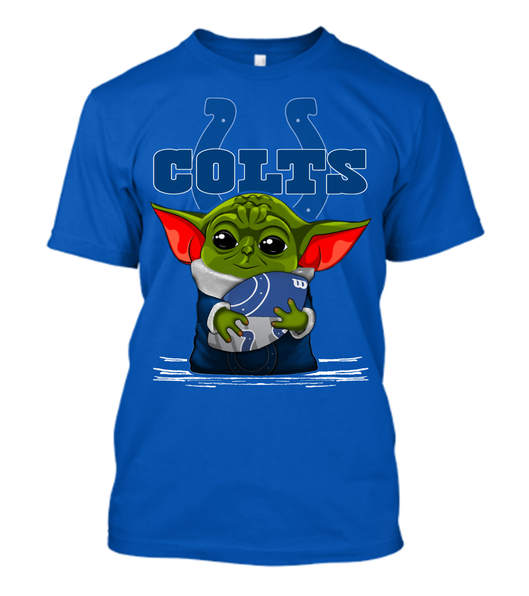 Yoda Holding Football With Indianapolis Colts T-Shirt