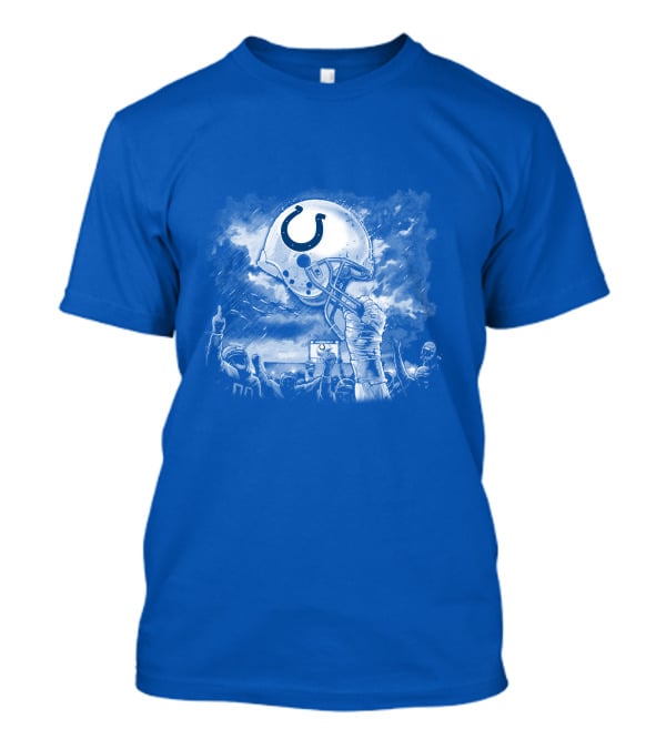 Indianapolis Colts Football Helmet In Victory Celebration Imagery T-Shirt