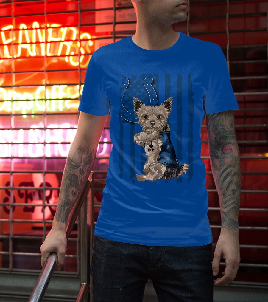Yorkshire Terrier I Love Mom Indianapolis Colts Stars Stripes T-Shirt