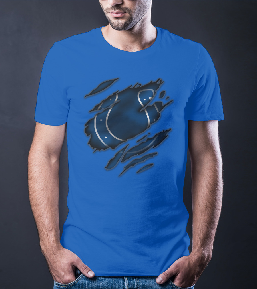 Indianapolis Colts Blue Horseshoe Logo Tear T-Shirt