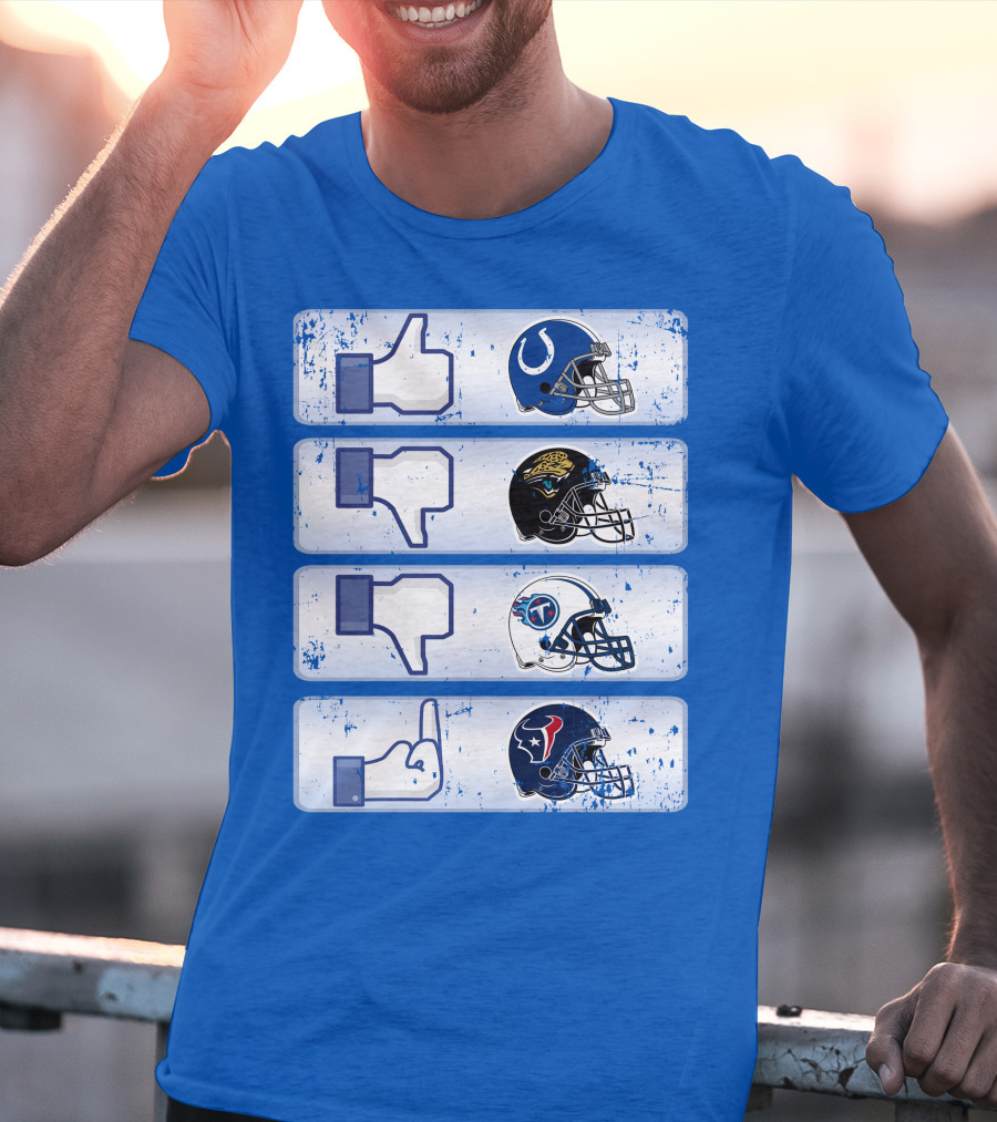 Indianapolis Colts Helmet Thumbs Up Rival Nfl Teams Jaguars Titans Texans T-Shirt