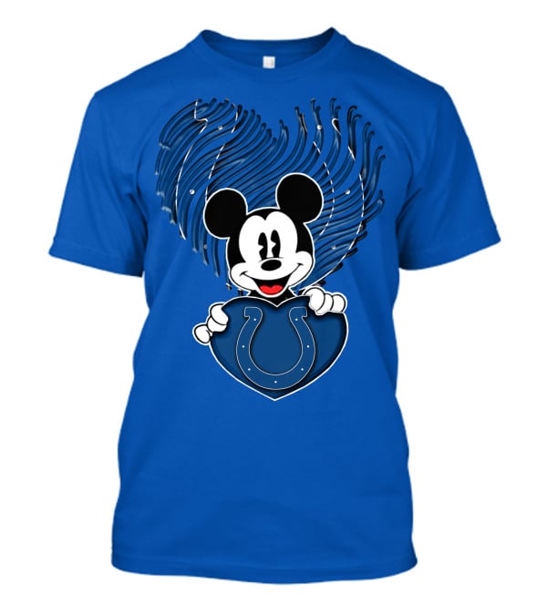 Mick Mickey Heart Indianapolis Colts Iconic Blue Fan T-Shirt