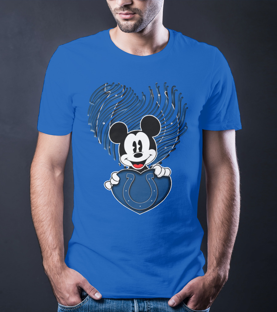 Mick Mickey Heart Indianapolis Colts Iconic Blue Fan T-Shirt