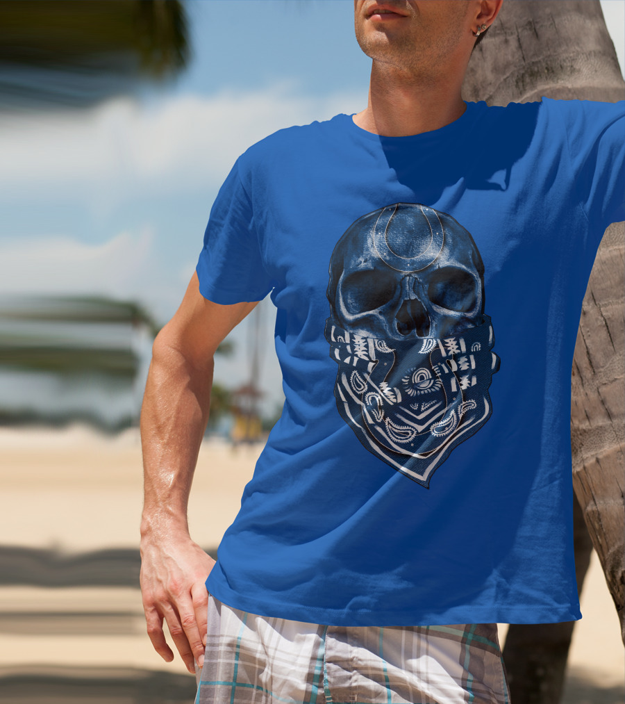 Indianapolis Colts Bandana Skull T-Shirt