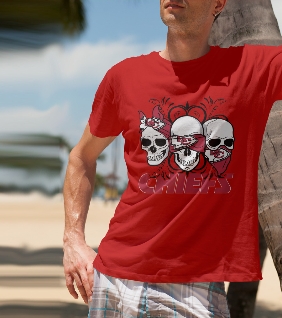 Kansas City Chiefs 3 Skull Bandanas T-Shirt