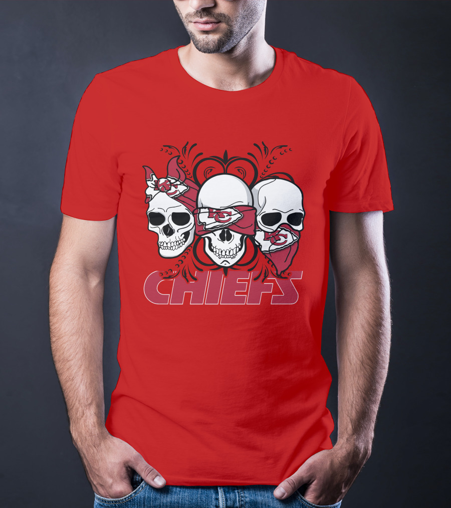 Kansas City Chiefs 3 Skull Bandanas T-Shirt