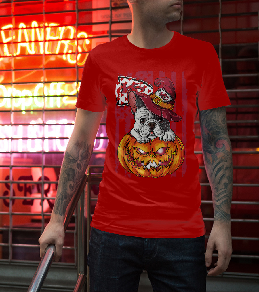 Hlw Bulldog Halloween Kansas City Chiefs Pumpkin T-Shirt