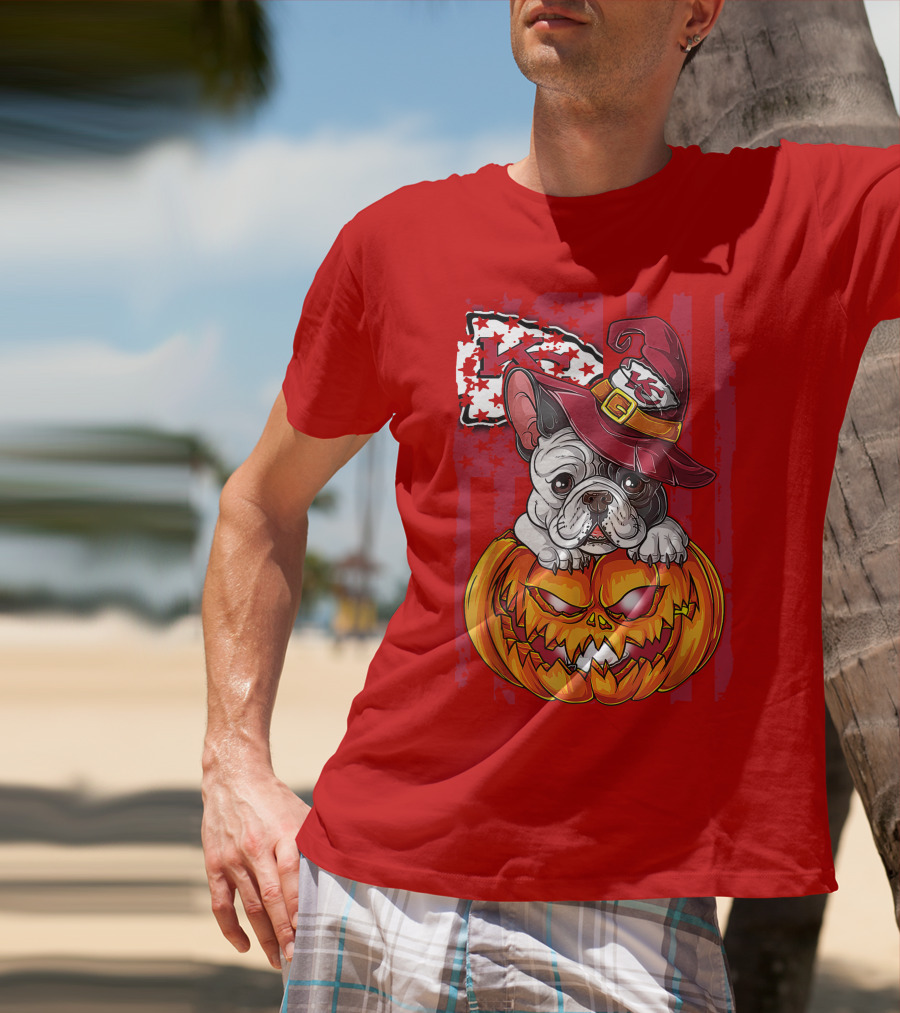 Hlw Bulldog Halloween Kansas City Chiefs Pumpkin T-Shirt
