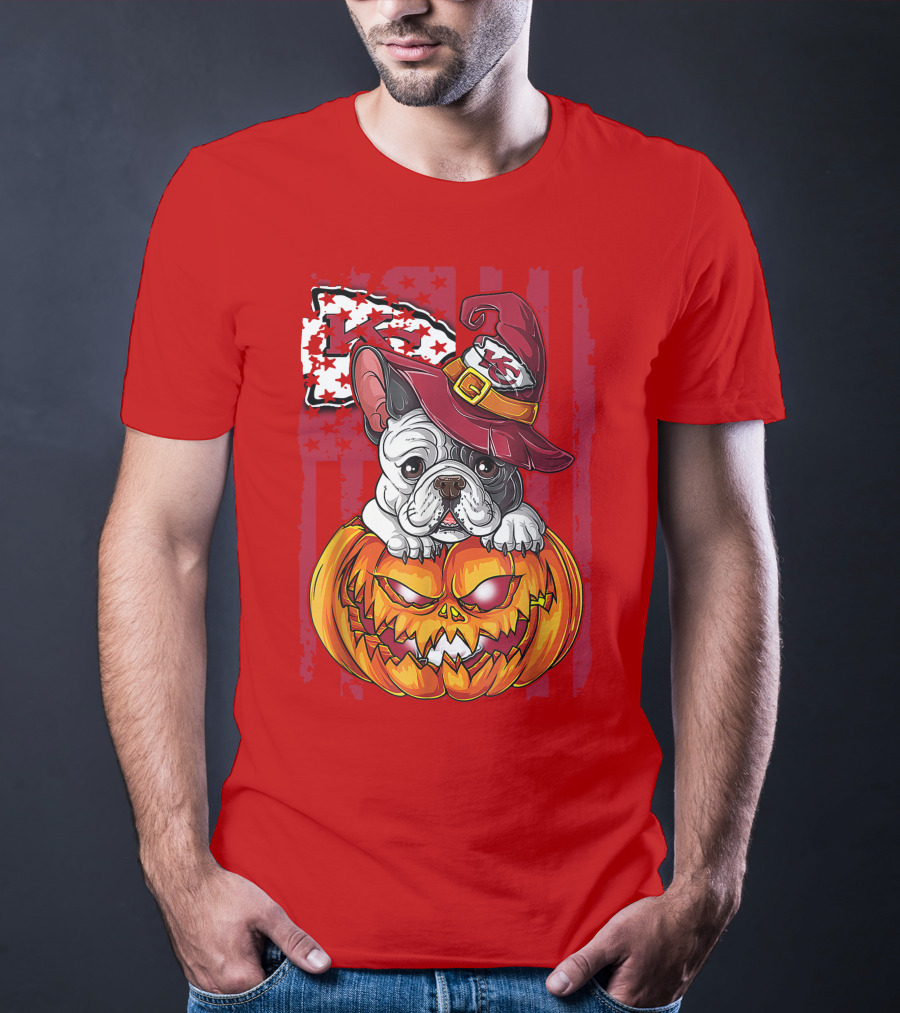 Hlw Bulldog Halloween Kansas City Chiefs Pumpkin T-Shirt