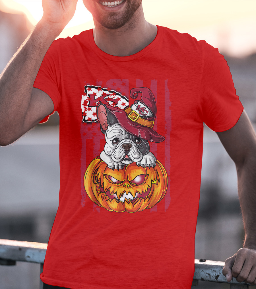Hlw Bulldog Halloween Kansas City Chiefs Pumpkin T-Shirt