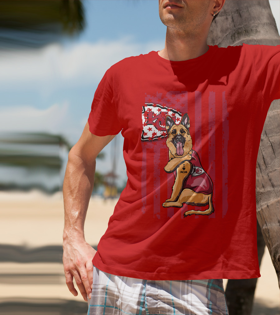 Kansas City Chiefs German Shepherd I Love Mom T-Shirt