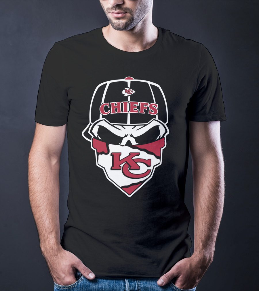 Kansas City Chiefs Kc Logo Skull Cap Bandana T-Shirt