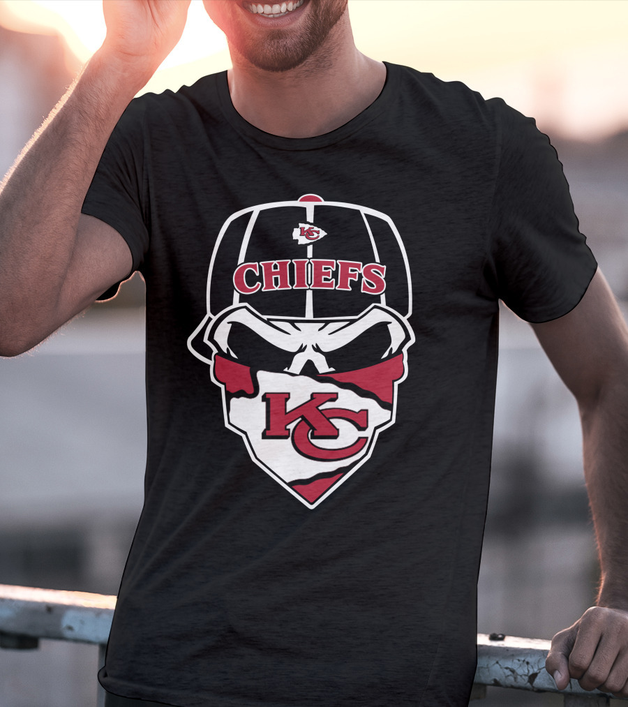 Kansas City Chiefs Kc Logo Skull Cap Bandana T-Shirt