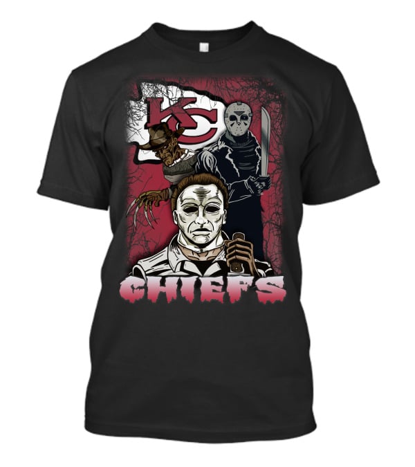 Kc Chiefs Horror Movie Crossover Featuring Iconic Villains T-Shirt