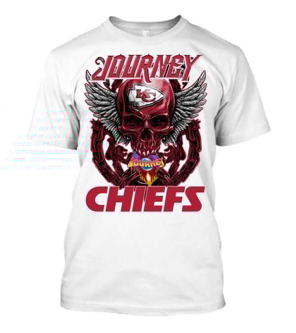 Journey Chiefs Kansas City KC Skull Wings Flame Chains T-Shirt