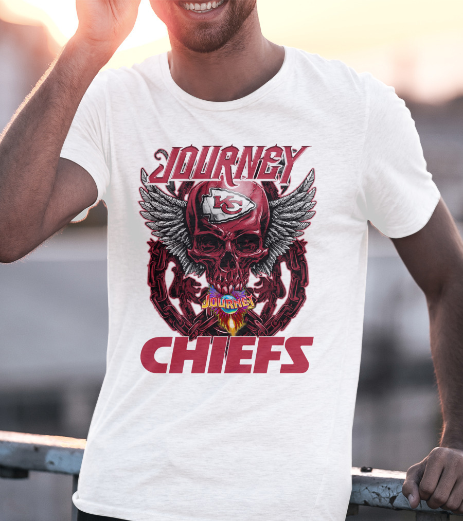 Journey Chiefs Kansas City KC Skull Wings Flame Chains T-Shirt