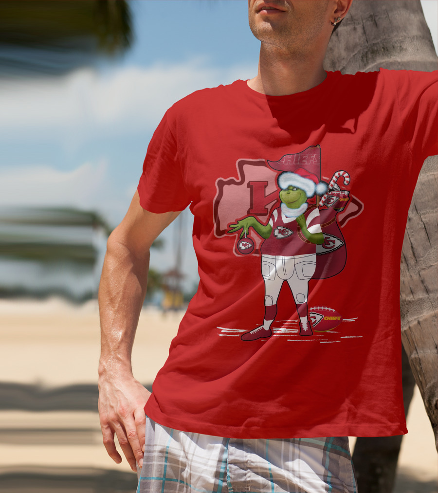 Grinchxmas Kansas City Chiefs Holiday Football Theme T-Shirt