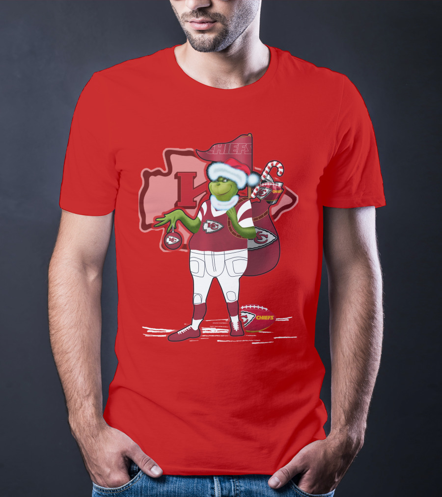 Grinchxmas Kansas City Chiefs Holiday Football Theme T-Shirt
