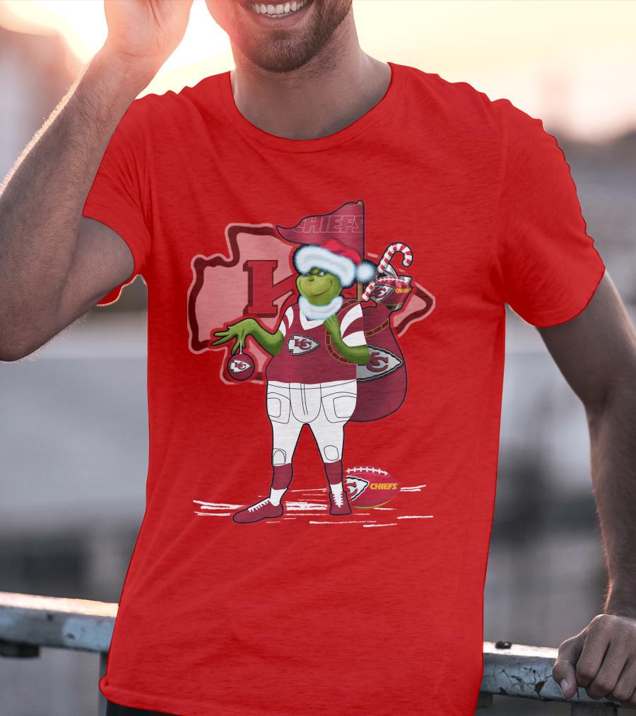Grinchxmas Kansas City Chiefs Holiday Football Theme T-Shirt