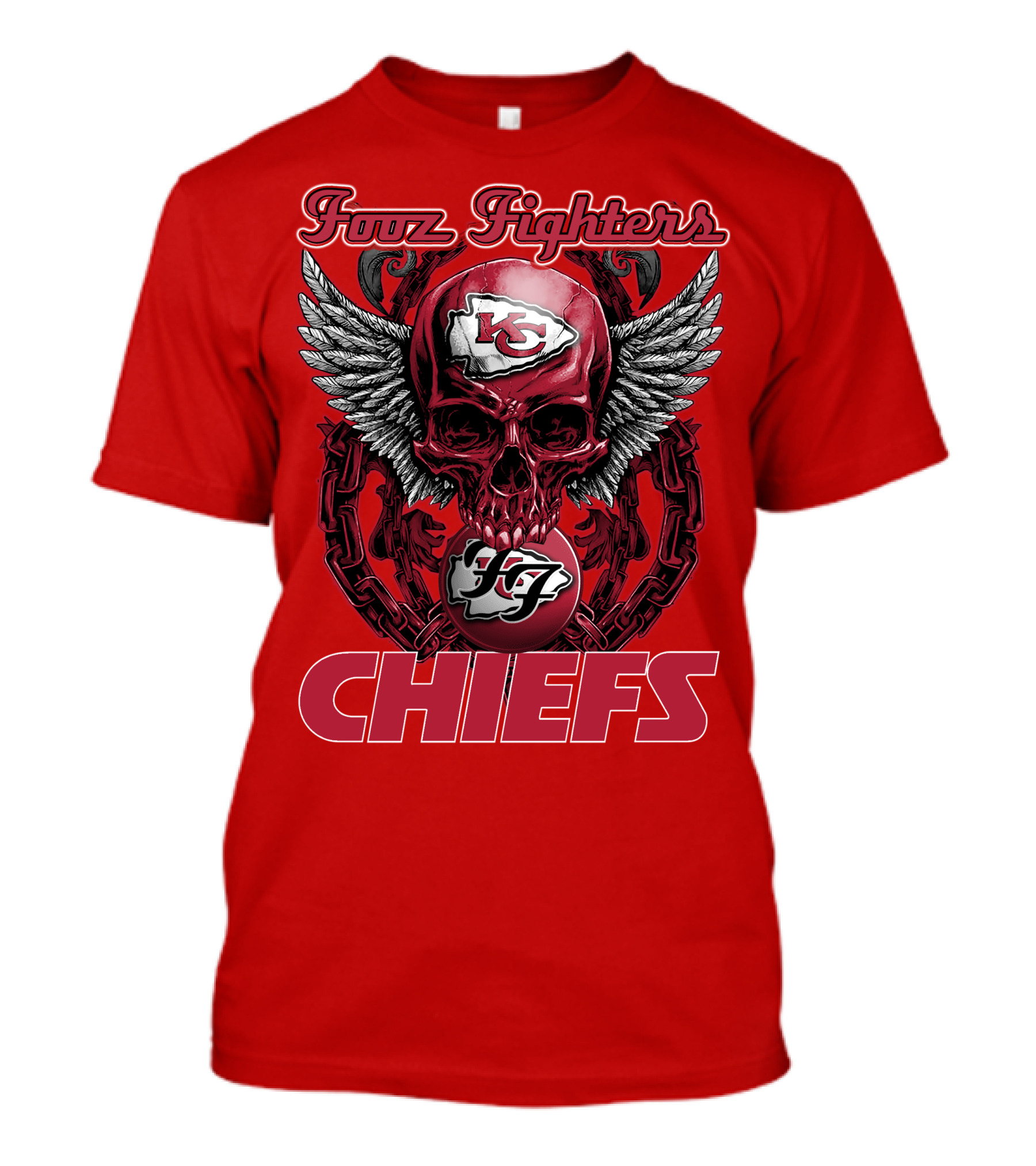 Foo Fighters Kansas City Chiefs Winged Skull T-Shirt