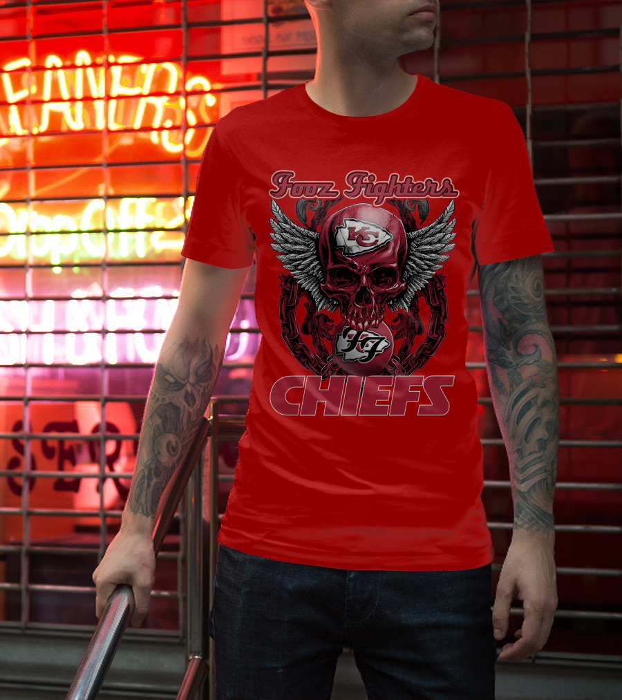 Foo Fighters Kansas City Chiefs Winged Skull T-Shirt