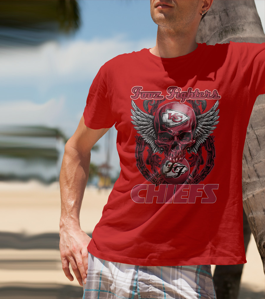 Foo Fighters Kansas City Chiefs Winged Skull T-Shirt