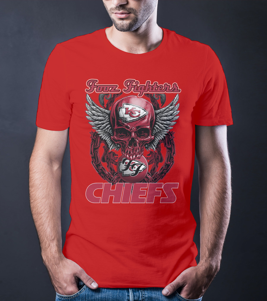 Foo Fighters Kansas City Chiefs Winged Skull T-Shirt